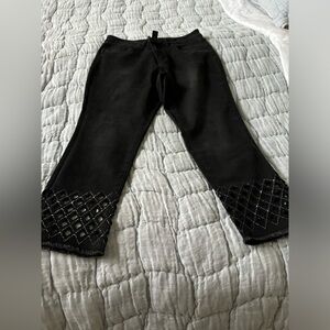 Joseph Ribkoff Black diamond cut out cropped jeans size 12